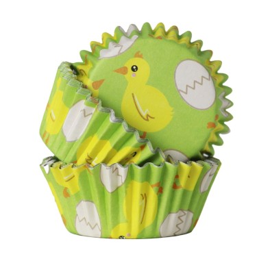 Pirottini per cupcake Pulcino 30 pezzi linea aluminio 