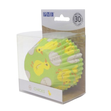 Pirottini per cupcake Pulcino 30 pezzi linea aluminio 