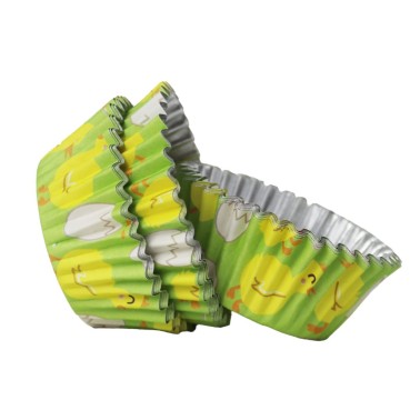 Pirottini per cupcake Pulcino 30 pezzi linea aluminio 