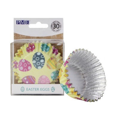 Pirottini per cupcake Uova di Pasqua 30 pezzi linea alluminio 