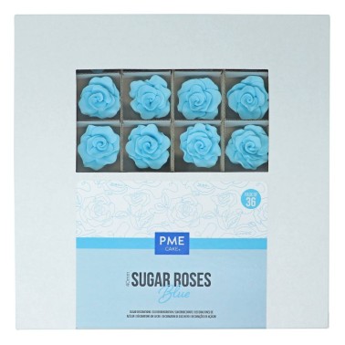 Set 36 rose di zucchero artigianali celesti PME