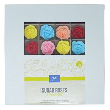Set 36 rose di zucchero artigianali color mix PME