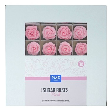 Set 36 rose di zucchero artigianali rosa PME