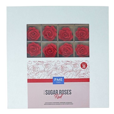 Set 36 red handcrafted sugar roses PME