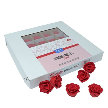 Set 36 rose di zucchero artigianali rosse PME