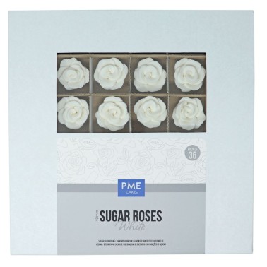 Set 36 rose di zucchero artigianali bianche PME