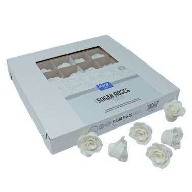 Set 36 rose di zucchero artigianali bianche PME