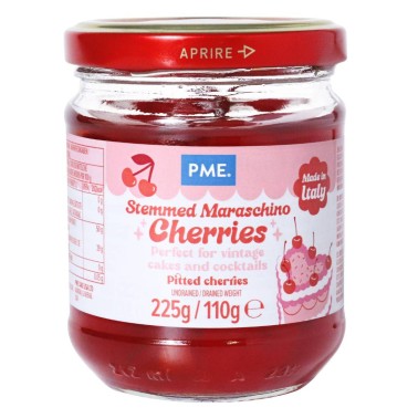 Ciliege rosse intere sciropate al Maraschino con gambo
