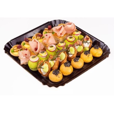 Vassoio alimentare per pasticceria quadrato nero 24x24 cm