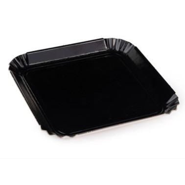 Vassoio alimentare per pasticceria quadrato nero 28x28 cm