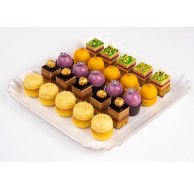 Vassoio alimentare per pasticceria quadrato bianco 28x28 cm