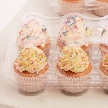 3 transparent containers for cupcake 12 cavities