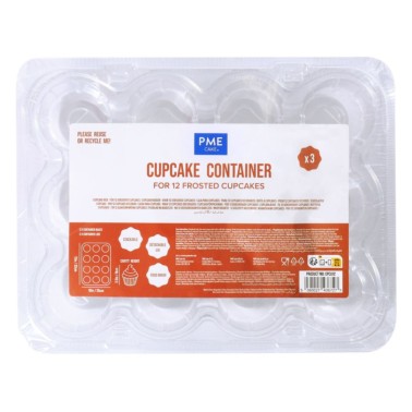 3 conteneurs transparents pour cubituelles de cupcake 12