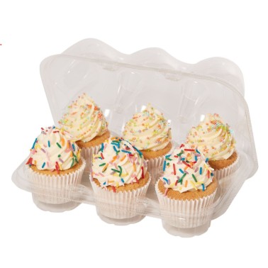 3 transparent containers for cupcake 6 cavities