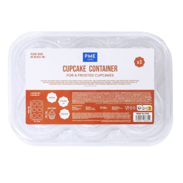 3 transparent containers for cupcake 6 cavities
