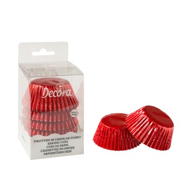 Pirottini cupcake rosso metalizzato 60 pz Decora