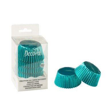 Pirottini cupcake azzurro cielo metalizzato 60 pz Decora