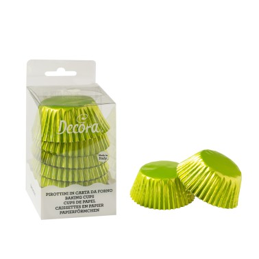Green cupcake pirottini Metalized Lime 60 pcs Decora