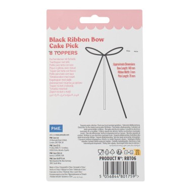 Cake topper fiocco nero 8 pezzi PME