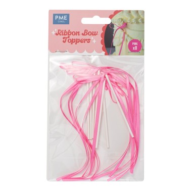Cake topper fiocco rosa 8 pezzi PME