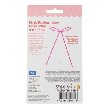 Cake topper fiocco rosa 8 pezzi PME