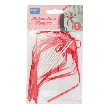 Cake topper fiocco rosso 8 pezzi PME