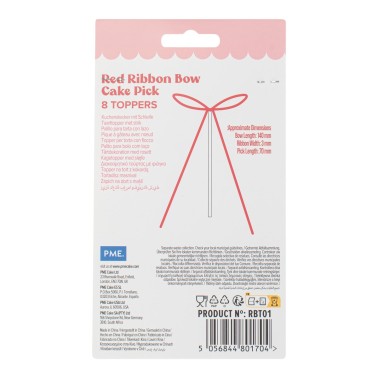 Cake topper fiocco rosso 8 pezzi PME