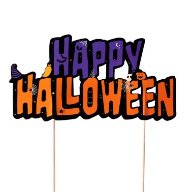 Topper per torta Happy Halloween 11,5 x 7 cm