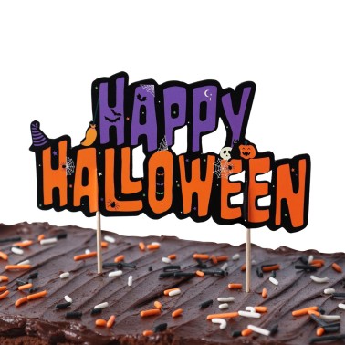 Topper per torta Happy Halloween 11,5 x 7 cm