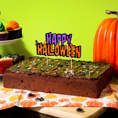 Topper per torta Happy Halloween 11,5 x 7 cm