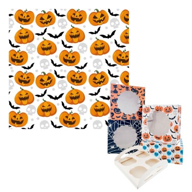 Box for 4 cupcakes or pumpkin sweets 17.5 x 17.5 x 8.5 cm