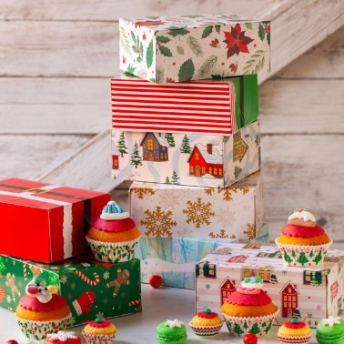 Scatola Happy per dolcetti Stella di Natale 18x13,5x7,5 h cm