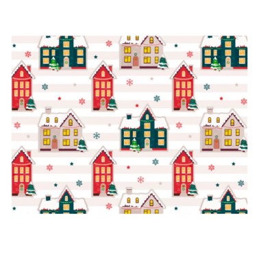 Boîte heureuse pour les friandises Maisons de Noël 18x13.5x7.5 h cm