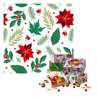 Box für 4 Cupkuchen oder Süßigkeiten Weihnachtsstern 17,5 x 17,5 x 8,5 cm