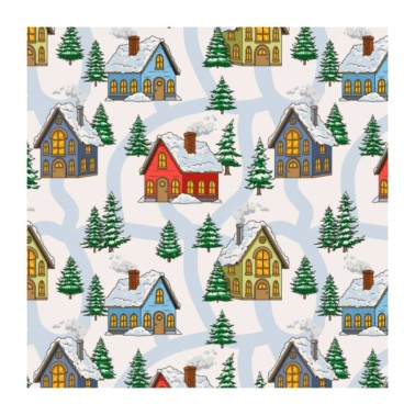 Scatola per 4 cupcakes o dolcetti Villaggio di Natale 17,5 X 17,5 X 8,5 cm