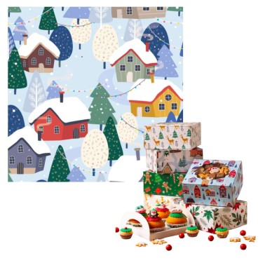 Box pro 4 košíčky nebo sladkostí obce domů 17,5 x 17,5 x 8,5 cm