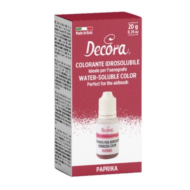 Colorante idrosolubile per aerografo Paprika 20g Decora 