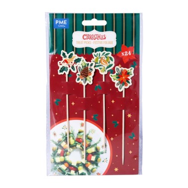 Brochettes pour les appétiteurs de Noël Festives Feuilles de fêtes 24pcs