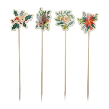 Brochettes pour les appétiteurs de Noël Festives Feuilles de fêtes 24pcs