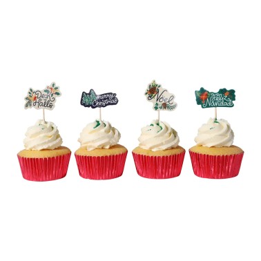 Topper per cupcake Festa natalizia 24pz