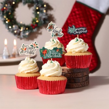 Topper per cupcake Festa natalizia 24pz