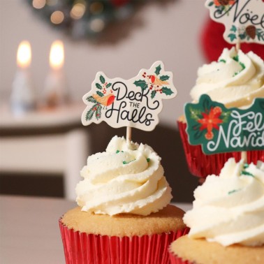 Topper per cupcake Festa natalizia 24pz
