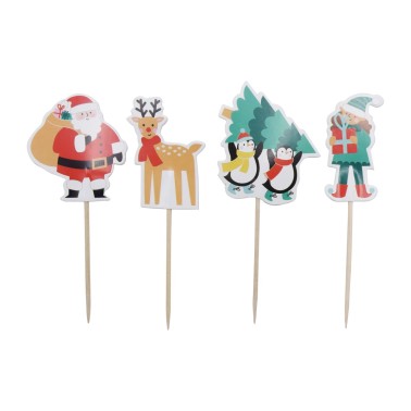 Topper per cupcake Babbo Natale e amici 24pz