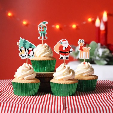 Topper per cupcake Babbo Natale e amici 24pz