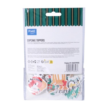 Topper per cupcake Babbo Natale e amici 24pz