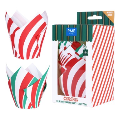 Pirottini tulip Candy cane 24 pezzi PME