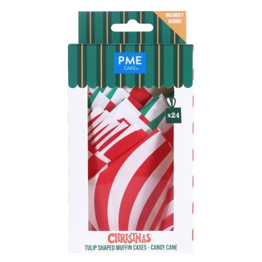 Pirottini tulip Candy cane 24 pezzi PME