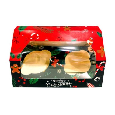 Scatola porta 2 cupcakes Natale 18.5 X 9 X 7.5cm