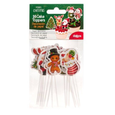 Decorazioni per cupcake e torte Natale 16 pezzi