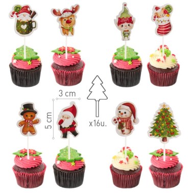 Decorazioni per cupcake e torte Natale 16 pezzi